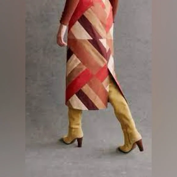 Magalia Skirt - Patchwork Red Brown, Size 8/FR40 NWT - Picture 2 of 11